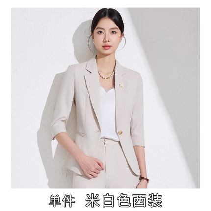 Business attire women's pants suit 2025 spring and summer workplace formal attire interview tooling seven-sleeve suit jacket ol overalls