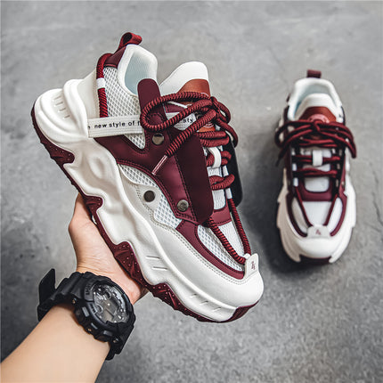 Men's Spring and Summer Mesh Niche Fashion Sneakers Running Shoes Popcorn Casual Men's Shoes Thick Sole Heightened Torre Shoes