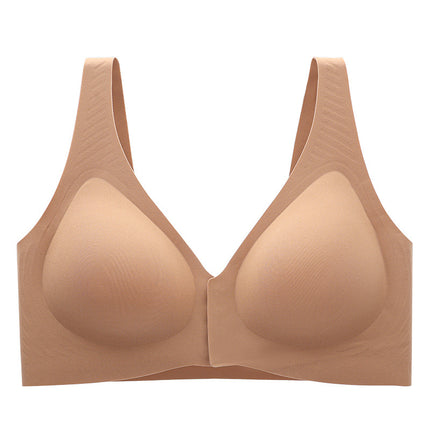 plus size Front Buckle Underwear Women's Big Chest Push-up Bra Summer Thin Non-rims Sports Traceless Beauty Vest-style Bra