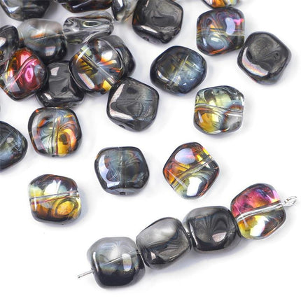 Glass color-plated oblique crystal beads antique diy handmade hairpin necklace material accessories cross-border a generation of hair