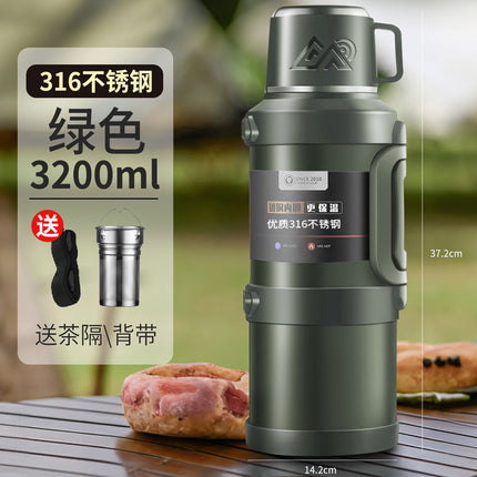 316 stainless steel outdoor thermos cup large capacity thermos pot with handle travel pot car sports double-layer water bottle