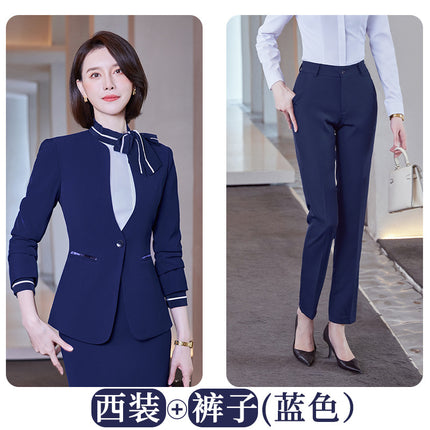 Stewardess uniform professional suit women's autumn and winter fashion front desk beautician work clothes women's professional temperament suit skirt
