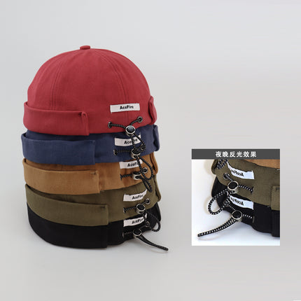 Men's and Women's Dome Hip-Hop Yuppie Domestics Cap Trendy Reflective Drawstring Original Trendy Brand Distinctive Beanie Hat Spring and Autumn
