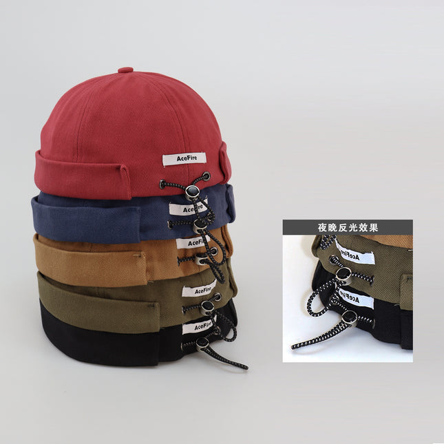 Men's and Women's Dome Hip-Hop Yuppie Domestics Cap Trendy Reflective Drawstring Original Trendy Brand Distinctive Beanie Hat Spring and Autumn