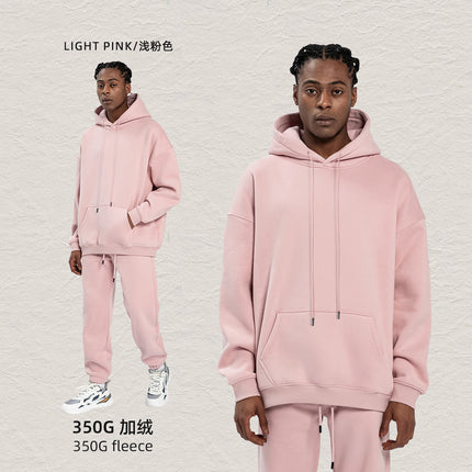 Kite Men's Clothing Factory Autumn and Winter Heavy Velvet Sweatshirt Men's Cross-Border American Street Fashion Loose Sweatshirt Pants Suit Men