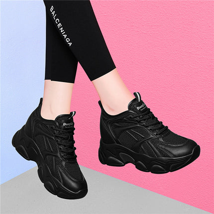 Small Thick Bottom Tall Torre Shoes Women's Mesh Running Shoes Spring and Summer New Lightweight Breathable Sports Casual Shoes