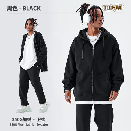 Tilani Men's Sweatshirt Cross-Border Casual Sports Suit Fashionable Pure Color Sweatshirt for Men and Women Simple Zipper Hoodie