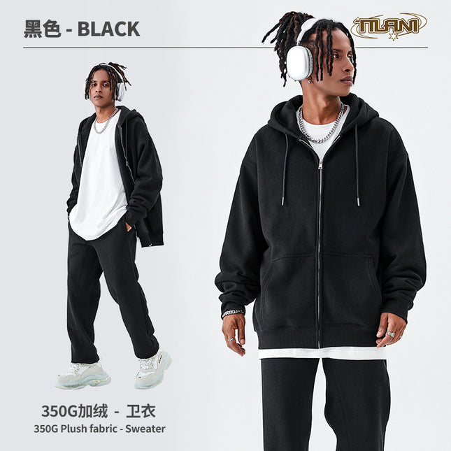 Tilani Men's Sweatshirt Cross-Border Casual Sports Suit Fashionable Pure Color Sweatshirt for Men and Women Simple Zipper Hoodie