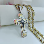 Steel gold pendant 6mm*70cm flat section chain / S.STEEL