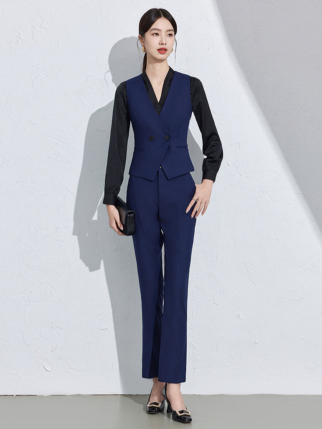 New Elegant Vest Pants Shirt suit Slim-fit Formalwear Fashion Commuting Light Luxury Professional Executive Front Desk Tooling