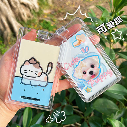 Cute Transparent Card Case Instagram Style Star-chasing Campus Meal Card Protective Case with Lanyard Bus Subway Star Card Pendant