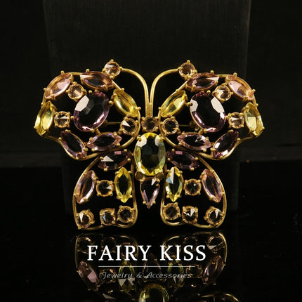 Copper claw inlaid handmade glass exquisite temperament geometric hollow brooch high sense personality design heavy industry exaggerated jewelry