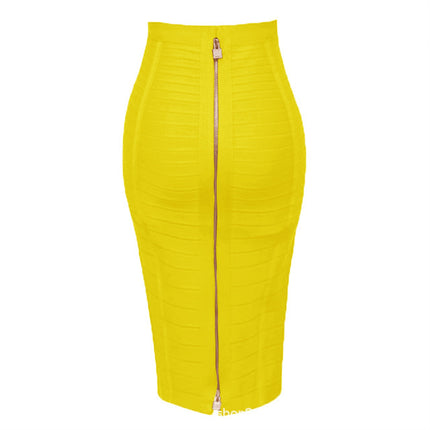 Amazon Aliexpress Best-Selling 16-Color Bandage Skirt Stripesd Zipper Double-Open Sexy High-Waist Hip Skirt Skirt