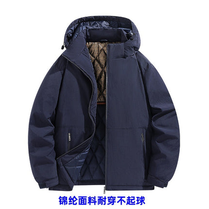 Factory Winter Cotton Clothes Men's Plus Size Casual Cotton Clothes Trendy Removable Cap Charge Clothes Graphene Warm Clothes