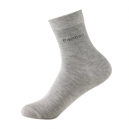 Temu Cross-Border Best-Selling Men's Bamboo Fiber Socks Sweat-Absorbent and Deodorant Men's Antibacterial Business Casual Socks for All Seasons