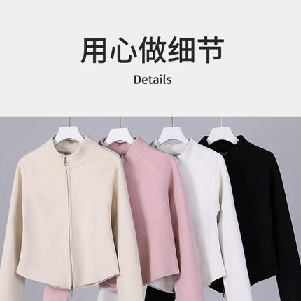 Autumn and Winter New Graphene Self-heating Vertical Collar Short Coat Slim-fit All-match Double-sided Fleece Sweater Casual Slim-fit Cardigan