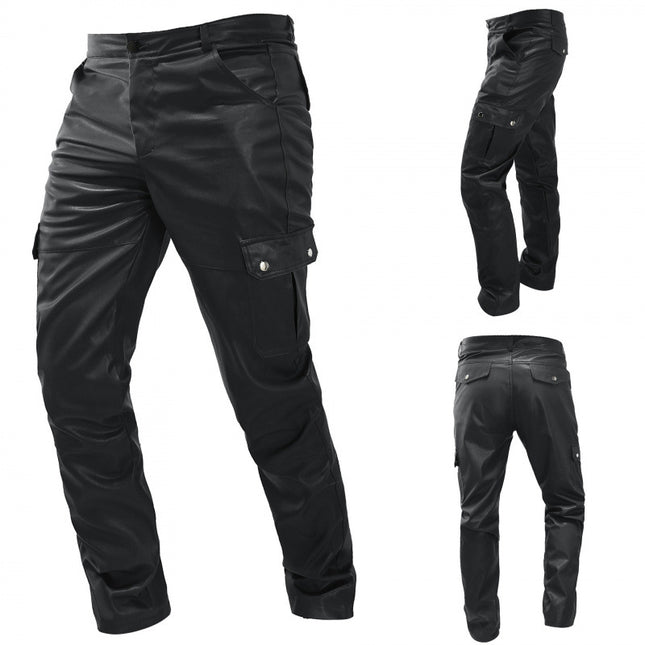 2024 Cross-Border Hot-Selling Wish Hot-Selling European and American Color Pu Strap Casual Men's Leather Pants Pk01