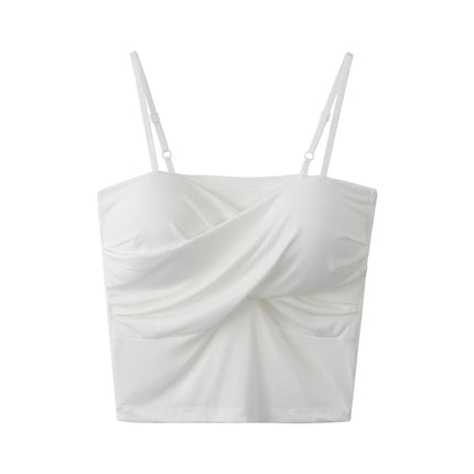 White summer small camisole women's outer wear design sense niche inner wear with chest pad tube top underwear bottoming top