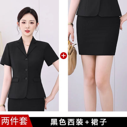 Short-sleeved Suit suit Hotel Lobby Manager Work Clothes Summer Three-button Women's Professional Dress Pants Front Desk Leader Dress