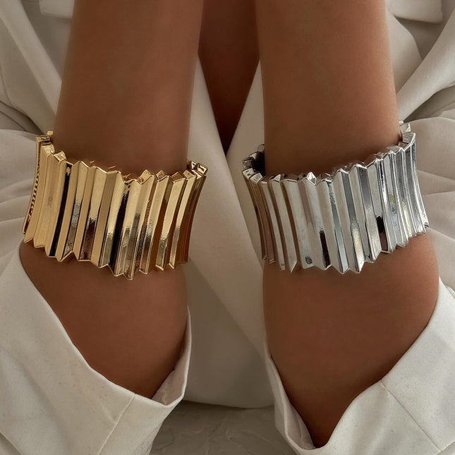 European and American Cross-border E-commerce Jewelry Exaggerated Irregular Alloy Bracelet Personalized Spring Open Bracelet Women's Wide Face Bracelet