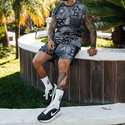 Summer Amazon Independent Station Cross-border 3D Printed Shorts Quick-drying Short-sleeved Shorts Beach Pants Shirt Set Men's
