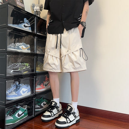 Men's Cargo Shorts for Summer, High Street Style, Large Pockets, American Straight-Leg Sports Pants, Casual Knee-Length Shorts, Trendy and Versatile