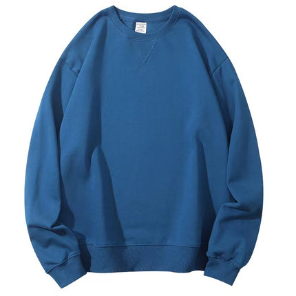 380g Heavyweight Pure Cotton Terry Sweatshirt Men's Sweatshirt American Retro Solid Color Long-Sleeve Crew Neck Unisex Customizable