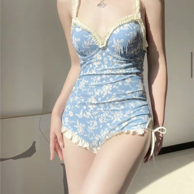 2023 Swimsuit Women's Suit High-end Steel Gather-up Sexy Backless Slimming Meat Covering Hot Spring Swimsuit