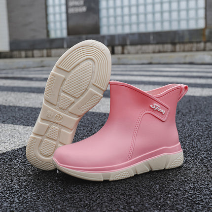 Fashionable Waterproof Rain Boots for Women, Fashionable Mid-Calf Water Boots, Lightweight Outer Overshoes, Non-Slip, Versatile and Wear-Resistant for All Seasons