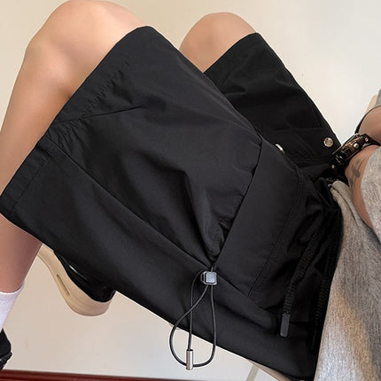 Men's Cargo Shorts for Summer, High Street Style, Large Pockets, American Straight-Leg Sports Pants, Casual Knee-Length Shorts, Trendy and Versatile