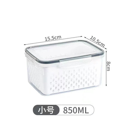 Fcm Food-Grade Certified Fresh-Keeping Box with Lid, Food-Grade Refrigerator Special Sealing Ring with Drain Basket for Kitchen Storage