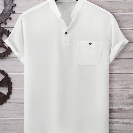 Men's Light Green Summer Casual Button up Shirt with Chest