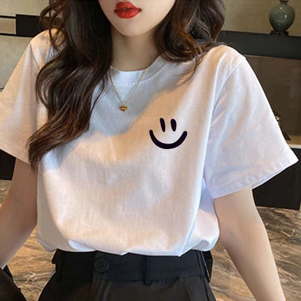 Heavy Cotton Short-sleeved Women's Summer T-shirt Korean Loose Large Size Slimming Couple's Top ins Unisex Half-sleeved