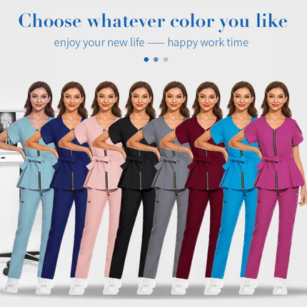 High-end operating room work clothes female confinement center beautician SPA brush hand clothes strap waist surgical clothes female points