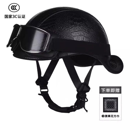 New National Standard 3C Retro Flip-Up Helmet for Women, Motorcycle Half-Helmet for Men, Electric Scooter Helmet, Cruiser Helmet for Riding