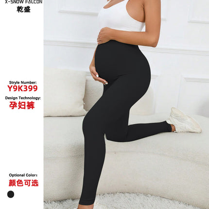 European and American Cross-Border Popular Autumn and Winter High-Elasticity, Quick-Drying, Breathable Pregnancy Essential Yoga Long Leggings for Pregnant Women