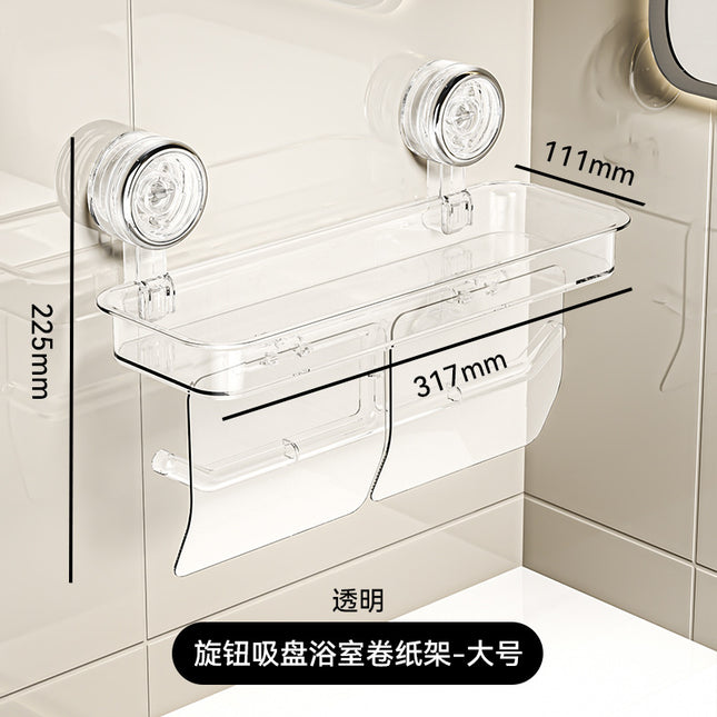Suction Cup Toilet Roll Paper Holder Wall-mounted Punch-free Toilet Paper Rack Waterproof Tissue Box Bathroom Toilet Paper Box