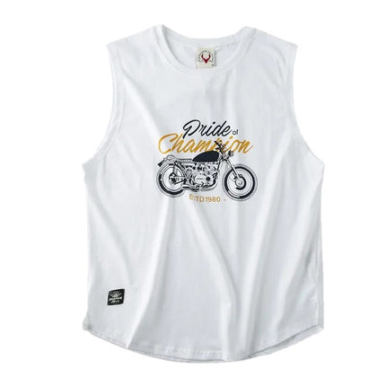 Summer Trendy Brand American Style Retro Style Printed Washed Cotton Crewneck Vest Men's Sports Leisure Sleeveless T-shirt Men's Clothing