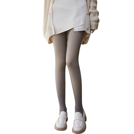 High Waist Fish Ashes Skin-penetrating Light Leg Artifact for Women Autumn and Winter fleece-lined Thickened Outer Wearing Warm Stewardess Gray Leggings