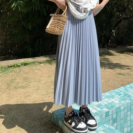 Simple Multi-color New Pleated Skirt Skirt Women's High Waist Slimming Solid Color Draped Mid-length Pleated Skirt