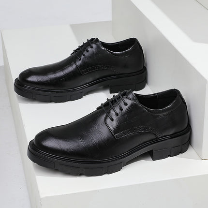 2025 Autumn New Leather Shoes Men's Business Formal Round Toe British Casual Trendy Youth Black Groom Wedding Shoes
