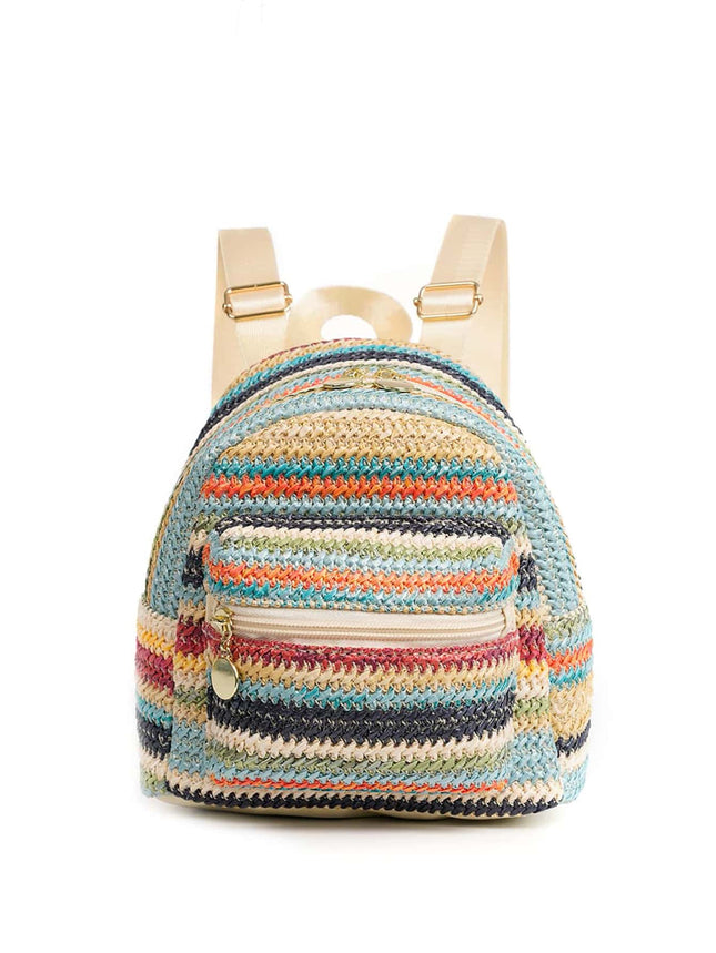 Ethnic Style Backpack Women's New Minority Double-Layer Zipper Casual Personality Backpack Straw Backpack
