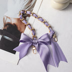 Bow short style + mobile phone transparent clip / Purple