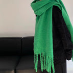 Grass green [thick cold warm scarf shawl]] / 220cm long -40cm wide