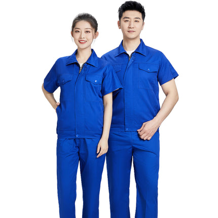 Summer work clothes suit men's short-sleeved wear-resistant factory workshop work clothes labor protection clothes electrician property construction site engineering clothes