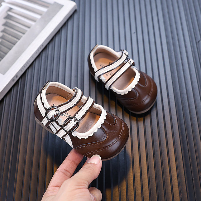 2025 Autumn New Style Girls' Single Shoes for 0-1-2 Years Old Baby Princess Shoes with Soft Soles, Simple Little Leather Shoes for Baby Girls