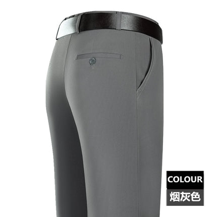 2025 New Summer Thin Mulberry Silk Middle-Aged Business Casual Straight Loose Wrinkle-Free Men's Pants