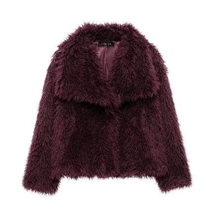 KAOPU ZA fur large lapel imitation fur coat short fashion imitation fox fur coat fluffy plush women's clothing
