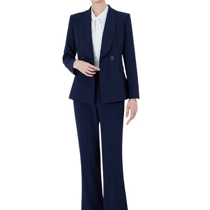 Matching Spring and Autumn Fashion Sense Business Dress Dress Suit suit Women's Green Collar Commuter Trousers New Spandex