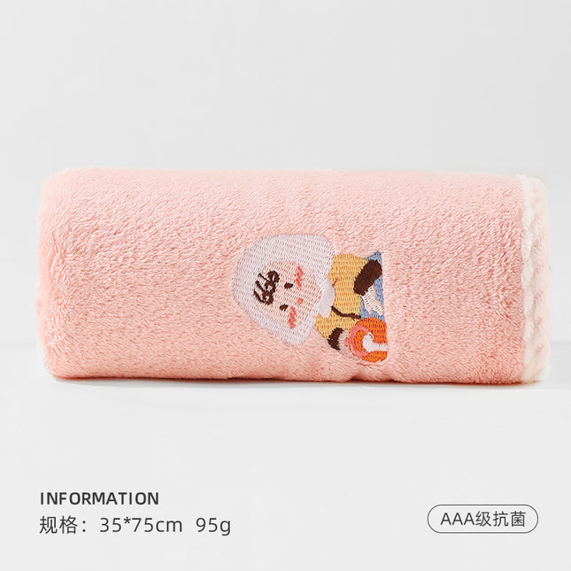 Towel face washing household is soft and absorbent than pure cotton coral fleece adult bath embroidery famous painting student dormitory